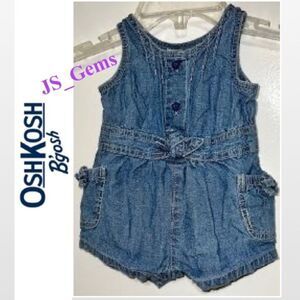 Oshkosh B'gosh Romper Baby Girl 6 Months Kid Blue Denim Overall Shorts